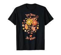 Flower Power Love Needs No Words T-Shirt, Men, Black, Small