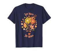 Flower Power Love Needs No Words T-Shirt, Men, Navy Blue, Medium