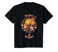 Flower Power Love Needs No Words T-Shirt, Youth, Black, Medium