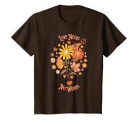 Flower Power Love Needs No Words T-Shirt, Youth, Brown, Large
