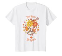 Flower Power Love Needs No Words T-Shirt, Youth, White, Medium