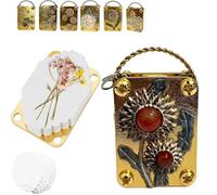 Flower Pressing Kit, Metal Micro Flower Press with 10 Paper, Portable Mini Plant Preservation Set for Adults and Kids, Pocket Botanicals Embossing Craft Tool, Keychain Accessory (Gold_G)