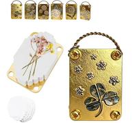 Flower Pressing Kit, Metal Micro Flower Press with 10 Paper, Portable Mini Plant Preservation Set for Adults and Kids, Pocket Botanicals Embossing Craft Tool, Keychain Accessory (Gold_A)