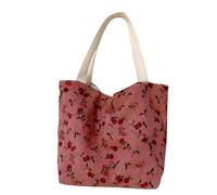 Flower Print Corduroy Tote Bags Beach Bag Shopping Pouch Casual Small Handbag With Handles For Women Grils Gift Corduroy Handbag