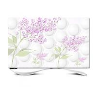 Flower Print Indoor TV Dust Cover for 32-80 Inch Screens Universal Television Protector Cover for Flat/Curved Screens Television Display Decorative Hanging Fabric-flower||80inch