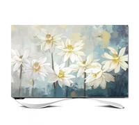 Flower Print Indoor TV Dust Cover for 32-80 Inch Screens Universal Television Protector Cover for Flat/Curved Screens Television Display Decorative Hanging Fabric-flower3||32inch