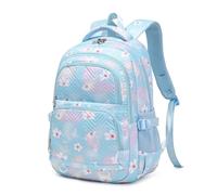 Flower Print Kids Backpack for Girls | Floral Girls Backpack for Kids Elementary Secondary School Bags | C02-Blue