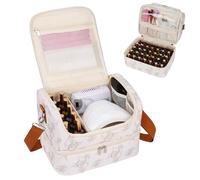 Flower Print Nail Case, Double Layer Cosmetic Bag with Plenty of Space - Holds up to 45 Nail Polish Bottles & UV Lamp, Lily, Halten Sie 45 Flaschen, Classic