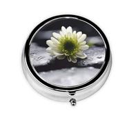 Flower Print Pill Box for Pocket Round Pill Box 3 Compartment Decorative Portable Travel Pill Holder Tablet Vitamin Organizer Mini Pill Case(2pcs)