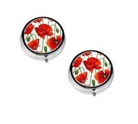 Flower Print Pill Box, Round Pill Organizer, 3 Compartment Small Pill Case for Purse & Pocket, Portable Medicine Box, Travel Pill Case