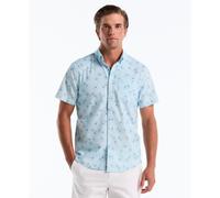 Flower Print Short Sleeve Shirt In Cool Blue