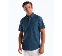 Flower Print Short Sleeve Shirt In Sargasso Sea