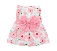 Flower Print Skirt For Small Dogs Sweet Cats Dog Dress Spring Small Dog Bowknot Decors Flower Print Skirt Clothes Cats Clothes For Dogs Spring Girl Bowknot Suspender Dress