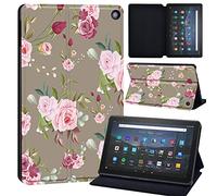 Flower Printed Case Compatible with All-New Amazon Kindle Fire HD 8 & 8 Plus Tablet (12th Gen/10th Gen, 2022/2020 Release) 8 Inch Thin Premium PU Leather Folio Case Cover (flower010)