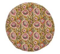 Flower-printed cotton chair cover Mustard 45 cm