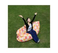 (Flower printing red, Flower color) Outdoor Portable Lazy Inflatable Sofa Water Beach Grassland Park Air Bed Sofa Toy