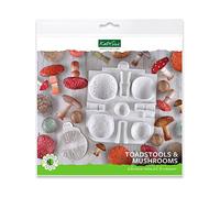 Flower Pro Toadstools & Mushrooms Silicone Mould & Veiner Set for Cake Decorating & Crafts by Katy Sue Moulds. Make 5 Sizes & Styles of Toadstool & Mushroom (Caps, Stems & Gills Texture)