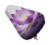 Flower Purple Bike Seat Cover Waterproof Oxford Fabric, Universal Adjustable Bicycle Saddle Cover with Drawstring Easy Install Protective Rain Dust Covers for Women Men