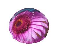 Flower purple butterfly Shower Cap for Women Men, Elastic and Reusable, Stylish Large Waterproof Shower Bonnet, Washable Hair Bath Caps, Double Layers Bathing Hat for Long Hair, Braids