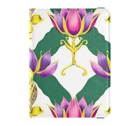 flower Purple Green Elegant Leather Passport and Vaccine Card Wallet Combo for travel Wallet Combo Travel Passport Wallet for women Waterproof, flower purple green elegant, One Size