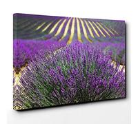 Flower Purple Lavender Field Landscape Canvas Print | Gallery Wrapped 30mm Frame Wall Art | 30x20 inches | Ready to Hang | Modern Floral Picture | Living Room Bedroom Lounge Office