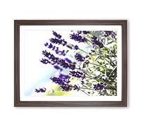 Flower Purple Lavender No.2 Modern Framed Wall Art Print, Ready to Hang Picture for Living Room Bedroom Home Office Décor, Walnut A4 (34 x 25 cm)