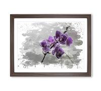 Flower Purple Orchid No.5 V3 Modern Framed Print | A3 Walnut Framed Wall Art | Ready to Hang | Modern Floral Picture | Living Room Bedroom Lounge Office