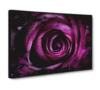 Flower Purple Rose No.2 Modern CB Canvas Print | Gallery Wrapped 30mm Frame Wall Art | 24x16 inches | Ready to Hang | Modern Floral Picture | Living Room Bedroom Lounge Office