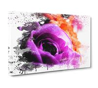 Flower Purple Rose V3 Canvas Print | Gallery Wrapped 30mm Frame Wall Art | 30x20 inches | Ready to Hang | Modern Floral Picture | Living Room Bedroom Lounge Office