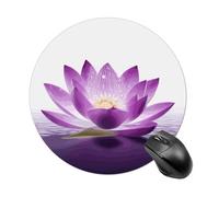 Flower Purple Round Mouse Pad 7.8 Inch, Portable Gaming Mouse Mat with Non-Slip Rubber Base & Smooth Surface, Waterproof Mousepad for PC, Laptop, Computer, Office, Home