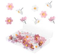 Flower Push Pins 30 Pcs Cute Push Pins for Cork Board Boho Decorative Floral Thumb Tacks for Bulletin Board Photos Wall Maps Office School Supplies Christmas Home Decoration Pink White