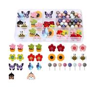 Flower Push Pins Thumb Tacks Bees Map Decorative School Office Supplies Poster Bulletin Board Butterfly Poster Map Decorative Pin for School