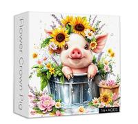 Flower Puzzles for Adults 1000 Pieces, Larkipuzz Cute Pig Puzzle Sunflower, Impossible Colorful Floral Plant Art Theme, Challenging for Adults