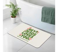 Flower Quotes Jesus Loves You 24x36 Inch Soft Diatomaceous Earth Bath Floor Mat Non Slip Absorbent Decorative Rug Multi-Purpose Carpet For Entryway Living Room, Bedroom, Bathroom, Balcony, Study Room