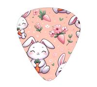 Flower-Rabbit-Carrot 12 Pack Guitar Picks With 3 Thicknesses And Storage Box, Abs Plectrums For Electric Bass Guitar Players