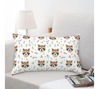 Flower Raccoon Cute Print Pillows Protectors Set Of 2 Invisible Zipper Throw Pillow Covers Decorative Pillowcase For Outdoor Furniture Bed 40X60Cm