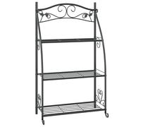 vidaXL Flower Rack Black 56x30x96 cm Steel Display Holder Rack Ladder Shelf