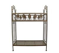 Flower Rack Courtyard Rustic Wrought Iron Retro Old-Fashioned Double-Layer Flower Pot Rack Outdoor Floor Rack Climbing Frame Decorative Frame