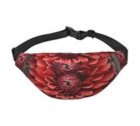 Flower Red Dahlia Fanny Pack for Men Women Belt Bag Fashion Waist Bag Everywhere Crossbody Bag Wallet Hip Bum Bag with Adjustable Strap Waterproof Chest Bag for Travel Hiking Sports, Black, One Size