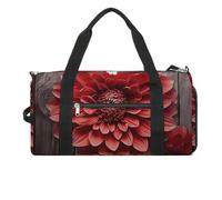 Flower Red Dahlia Gym Bag Travel Duffel Bags for Men Women Large Weekender Bags Carry On Overnight Duffle Bag with Shoe Compartment for Workout, style, One Size