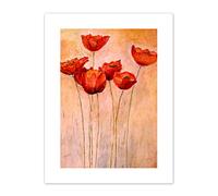 Flower Red Poppies Painting Art Print Canvas Premium Wall Decor Poster