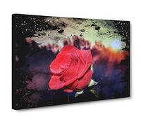 Flower Red Rose No.1 Modern CB Canvas Wall Art Print Ready to Hang, Framed Picture for Living Room Bedroom Home Office Décor, 20x14 Inch (50x35 cm)