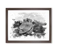 Flower Red Rose Vol.1 V4 Modern Framed Wall Art Print, Ready to Hang Picture for Living Room Bedroom Home Office Décor, Walnut A3 (46 x 34 cm)