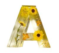Flower Resin Light - Custom Letter Lamp, Handmade Floral Nightpiece | Decorative Alphabet Sculpture, Light Up Resin Ornament, UniqueGift for Women Wife Mother Romantic Home Display Shelf Use