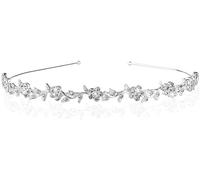 Flower Rhinestone Pearls Crowns Headband, Silver Crystal Bridal Crown Tiara for Girls Women, Wedding Bridal Headband, Flower and Leaves Crown, Luxury Princess Headwear, Wedding Prom Birthday Tiara