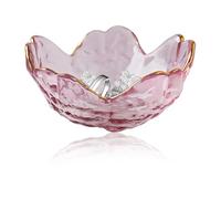 Flower Ring Dish Small Modern Accent Tray Ring Bowl Glass Pink Crystal Small Ring Dish Holder Dish Trinket Bowl, Jewelry Bowl Nightstand Decor Plate Vanity, Ring Dish for Necklaces Keys Gift Women
