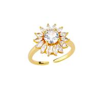 Flower Ring For Women Zircon Ring Vintage Lotus White Crystal Rings Wedding Engagement Jewelry Gift Femme Fashion Gifts