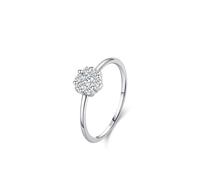 Flower Rings for Women Cz Wedding Ring 925 Sterling Silver 1.1mm Flower Size N 1/2 Gifts for Ladies Mother Elegant