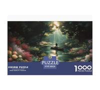 Flower River Puzzles 1000 Piece Challenge Toy Adults And over 12 Years Old Divine Light Puzzle Game Educational Challenge Stress Relief Home Decoration Gift 38x26cm/1000pcs
