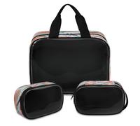 Flower Rose Bird Makeup Bag for Women Men, Translucent Cosmetic Bag Wash Pouch Shower Bag 3 Pcs Travel Toiletry Toiletries Cosmetic Organizer